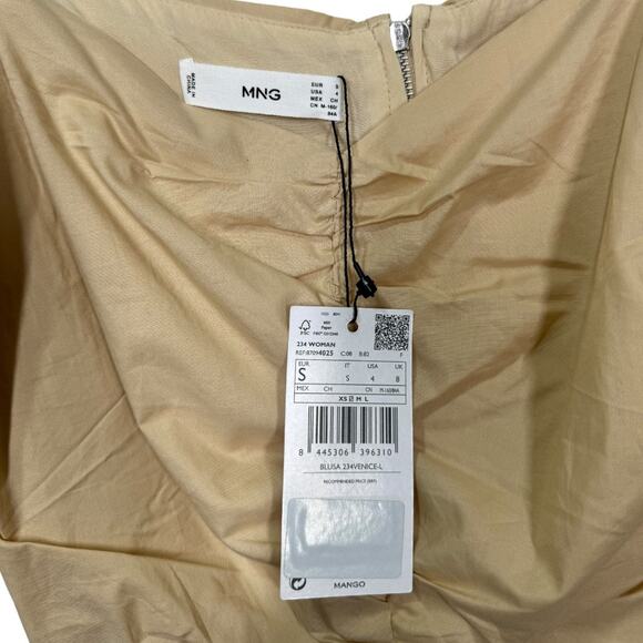 Mango MNG Off Shoulder Crop Top Flared Poplin Skirt Set XS/S New Tan Beige Maxi - Picture 5 of 14